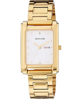 Sonata Men's Watch Analog White Dial With Gold Stainless Steel Band, 7034YM04